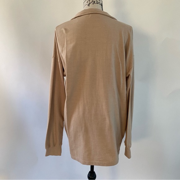 EUC PrettyLittleThing Women Stone Polo Collar Sweatshirt Mini Dress Size US 1 - Picture 5 of 12